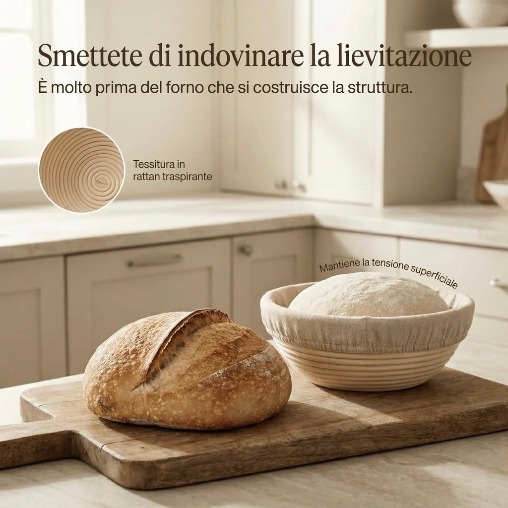 Cestino da lievitazione in rattan naturale