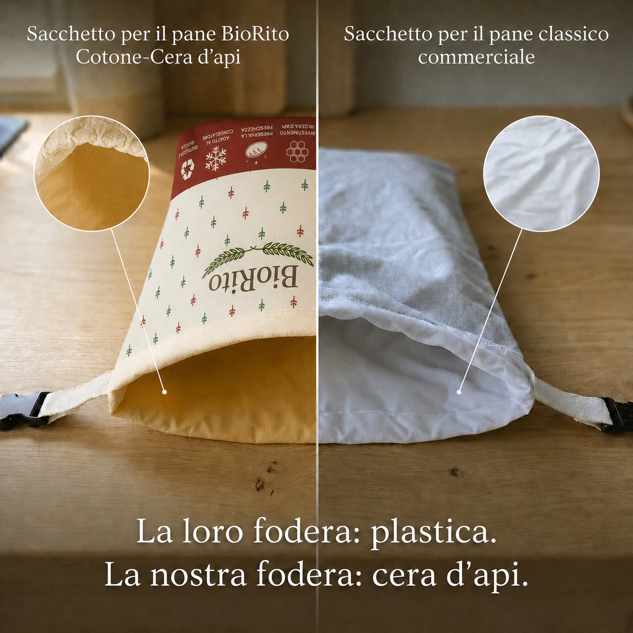 Sacchetti per il pane premium in 100% cotone e cera d’api