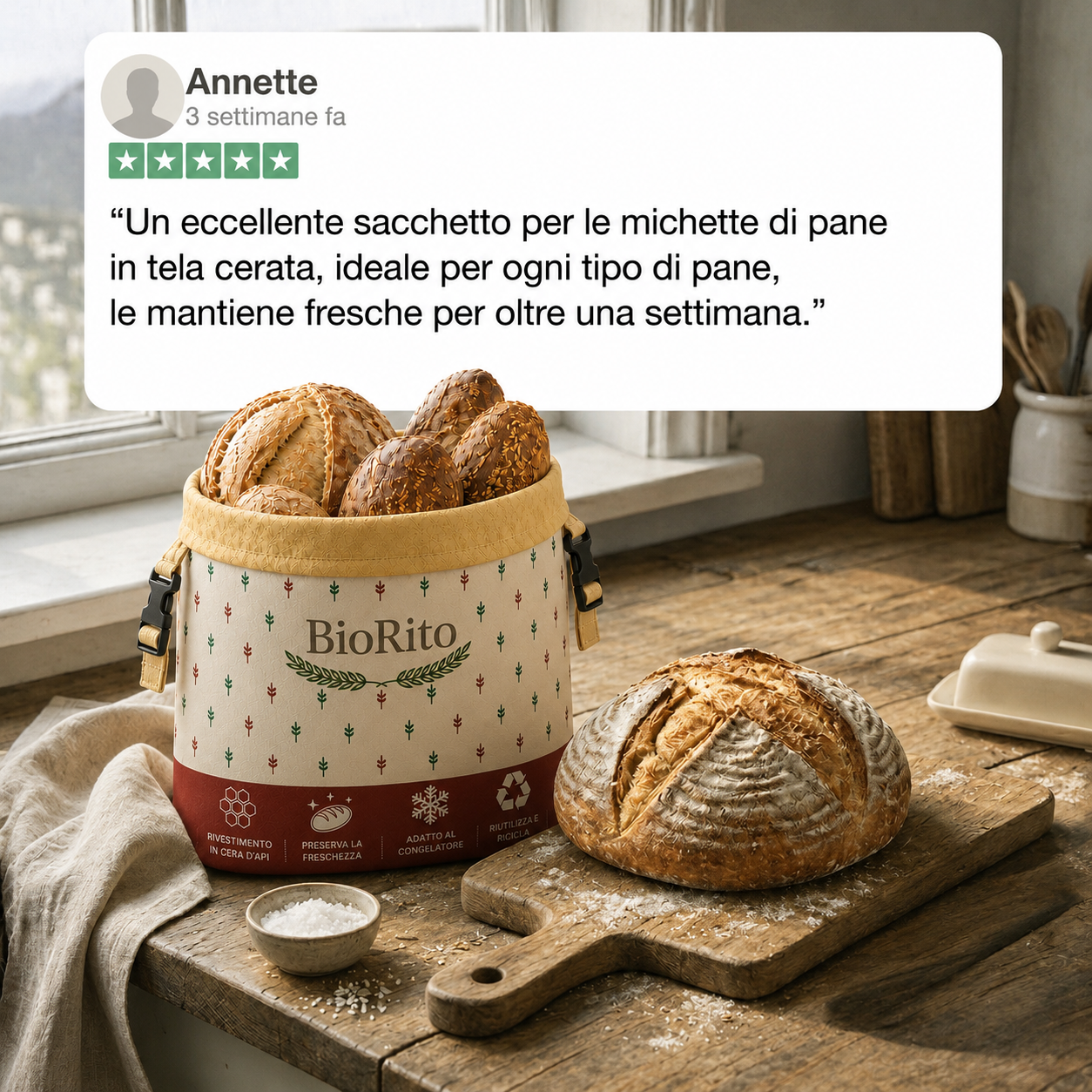 Sacchetti per il pane premium in 100% cotone e cera d’api