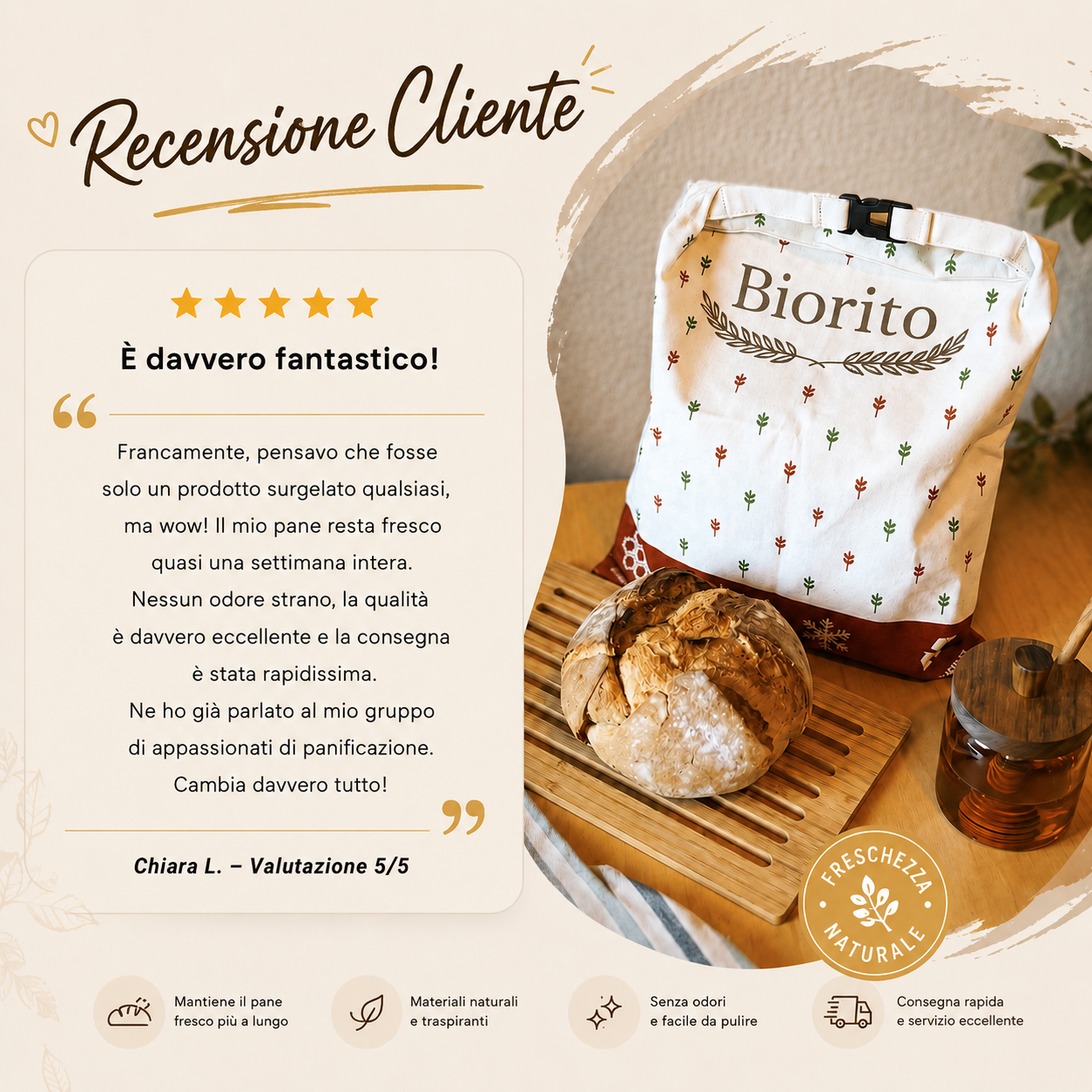 Sacchetti per il pane premium in 100% cotone e cera d’api