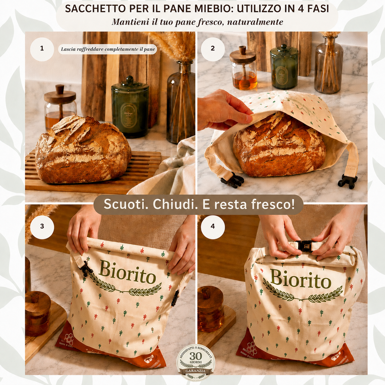 Sacchetti per il pane premium in 100% cotone e cera d’api